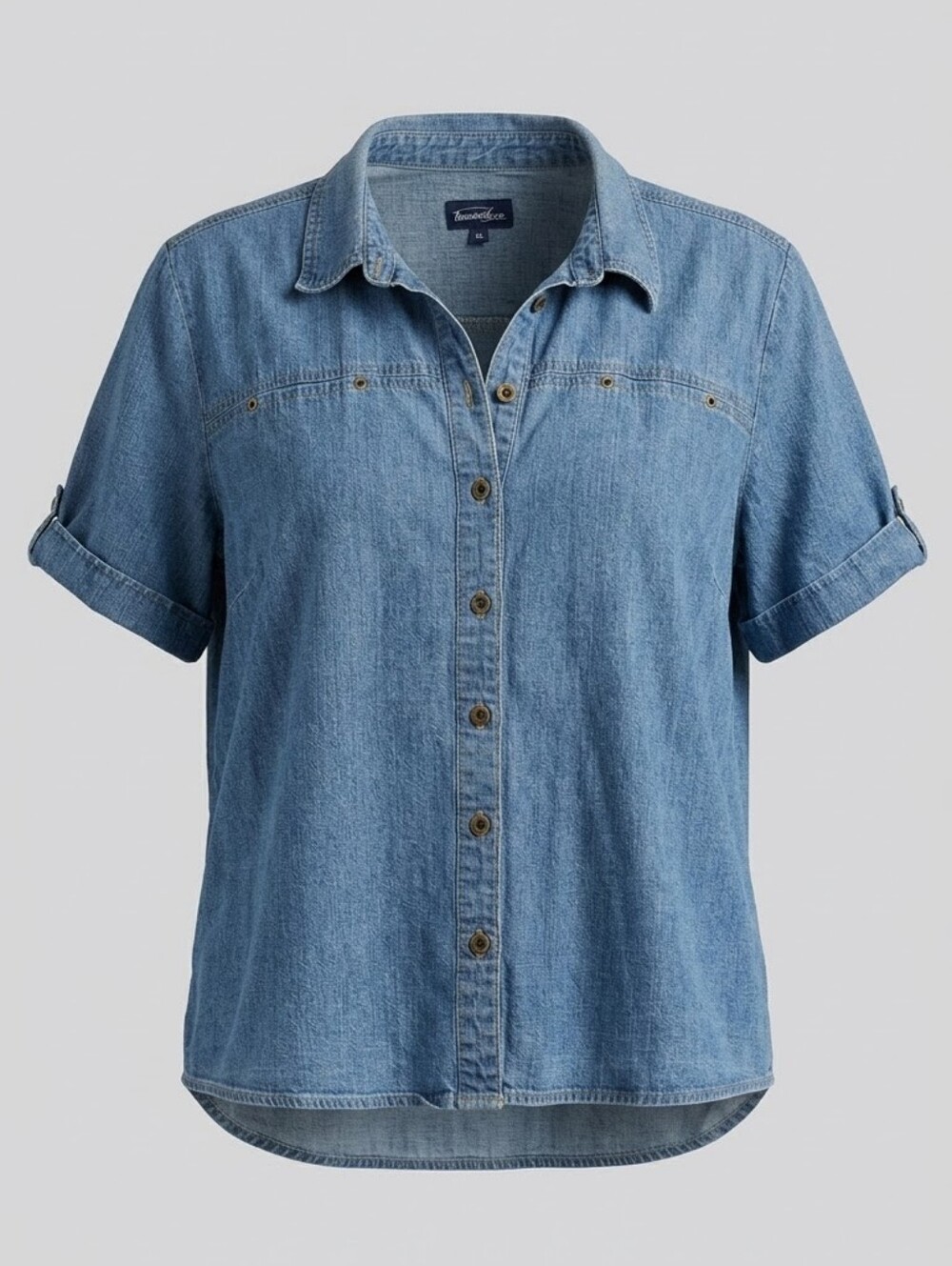 Penningtons Plus Size Short Sleeve Classic Button Down Denim Women's Shirt Sz 5X